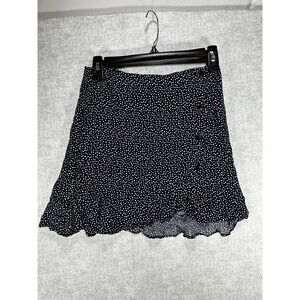 HOLLISTER CO. Ultra High-Rise Ruffle-Hem Mini Skirt Blue White Polka Dot Small